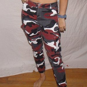 red camo cargo pants